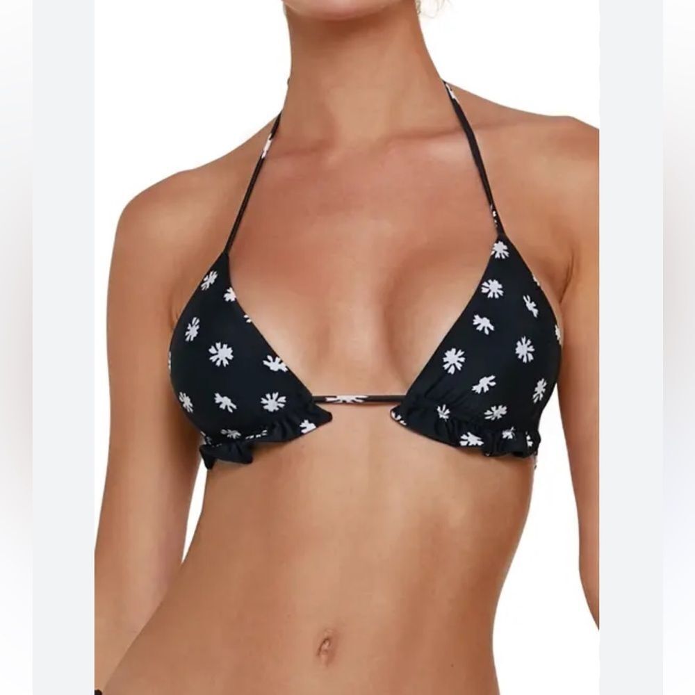 ViX Sally Krista Triangle Bikini Top Black White D Cup NWT